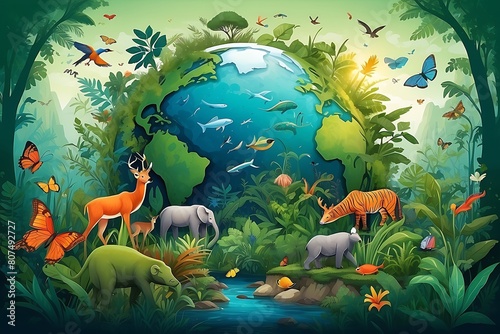 Celebrating Biological Diversity: Illustration for International Day