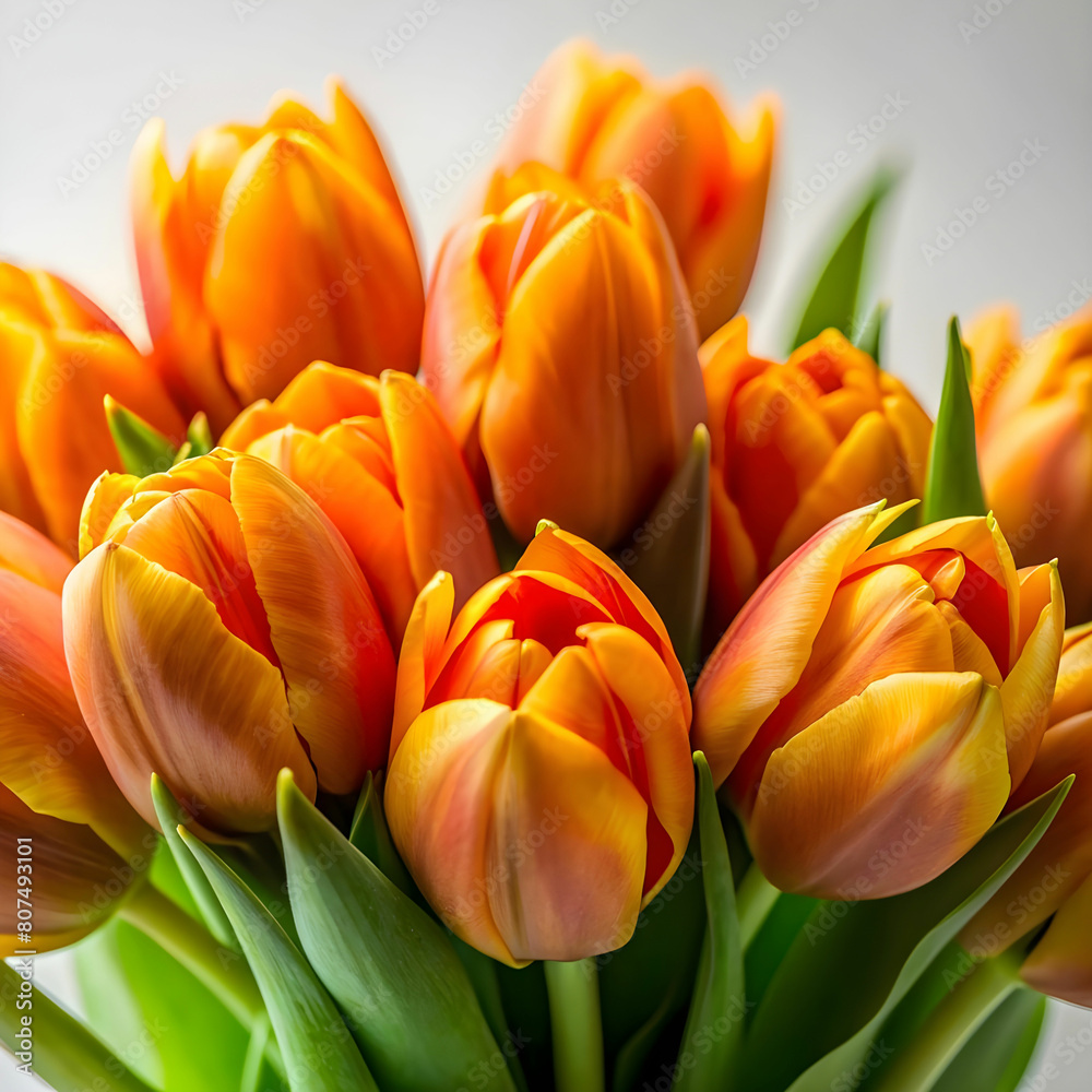copyspace with orange and yellow tulips closeup of flower copyspace with orange and yellow tulips closeup of flower