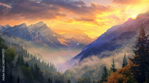 Witness the Majesty of a Mountain Sunrise, Where the Sky Ignites with a Symphony of Colors