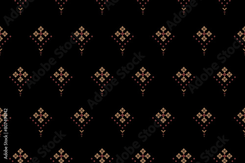 Beautiful vintage cross stitch traditional ethnic pattern.floral pixel art embroidery. Elegance background abstract Aztec beautiful seamless pattern for fabric,cloth,dress,carpet,curtain,sarong,batik.