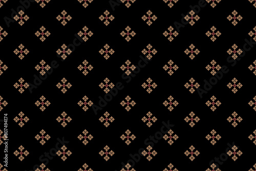 Beautiful vintage cross stitch traditional ethnic pattern.floral pixel art embroidery. Elegance background abstract Aztec beautiful seamless pattern for fabric,cloth,dress,carpet,curtain,sarong,batik.
