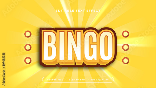 Brown white and yellow bingo 3d editable text effect - font style