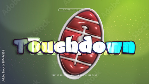 Colorful touchdown 3d editable text effect - font style