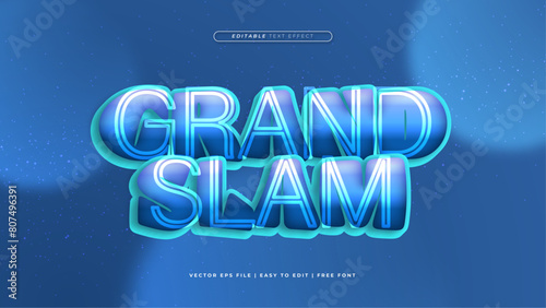 Blue and white grand slam 3d editable text effect - font style