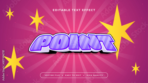 Yellow and purple violet point 3d editable text effect - font style