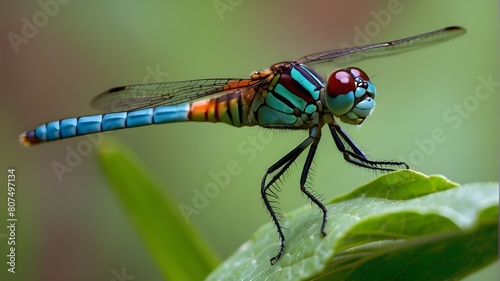 dragonfly on a green leaf © Hassan