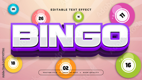 Colorful bingo 3d editable text effect - font style
