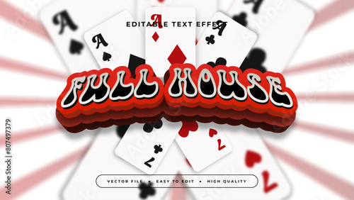 Red black and white full house 3d editable text effect - font style