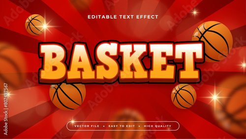 Red orange and white basket 3d editable text effect - font style