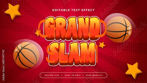 Orange red and yellow grand slam 3d editable text effect - font style photo