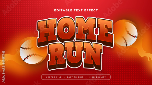 Red orange and white home run 3d editable text effect - font style