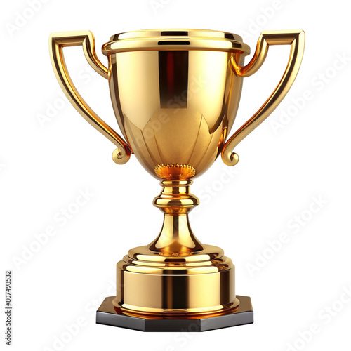 gold trophy cup on transparent background
