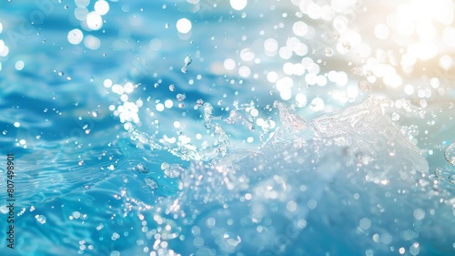 Wallpaper Mural bright side view of a pool water surface with a splash in the water. Beautiful abstract background concept banner. Torontodigital.ca