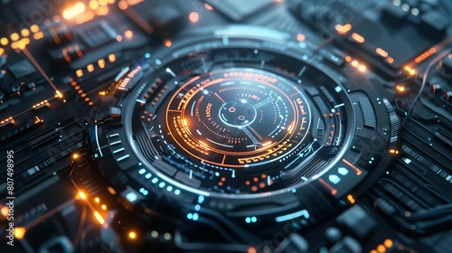 Wallpaper Mural Interface showcasing a circular digital network, highlighting connectivity and system integration Torontodigital.ca