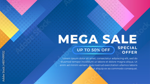 Blue pink and yellow minimalist simple gradient geometric shape abstract sale background with minimalist style. For business banner, backdrop, prestigious voucher, luxe invite, wallpaper, background