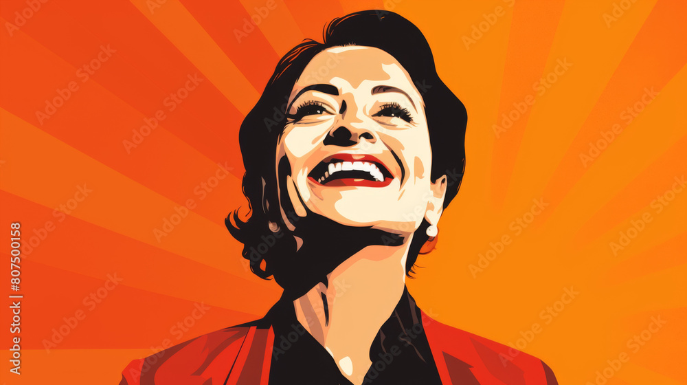 A woman is smiling and wearing a red jacket A woman is smiling and wearing a red jacket