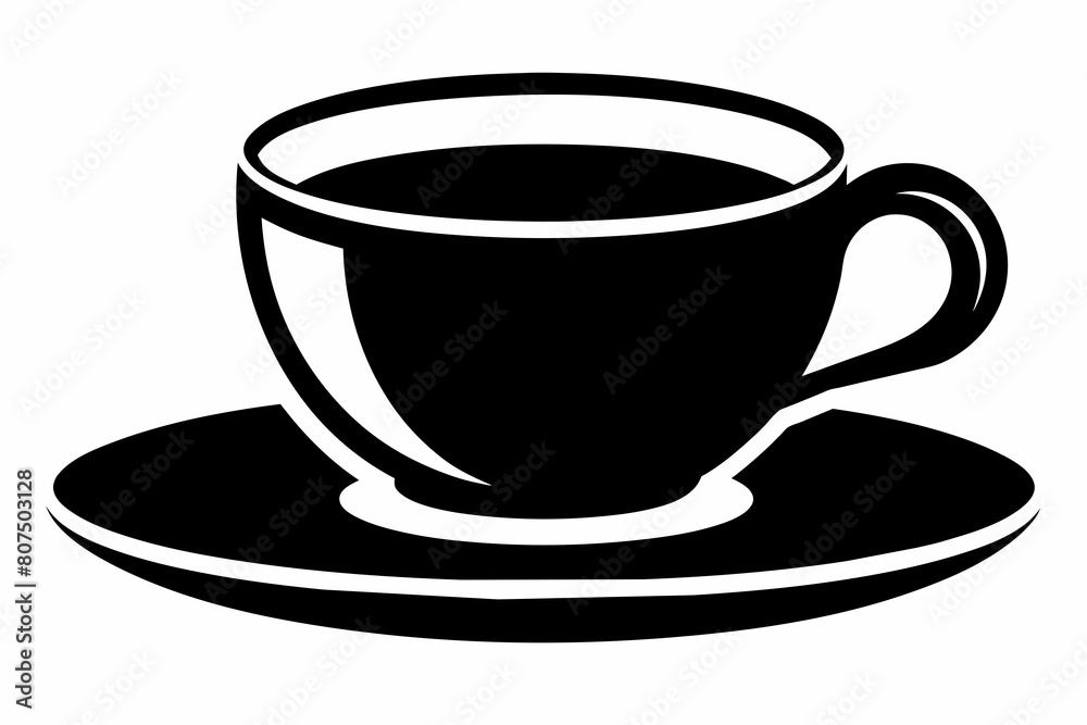Obraz premium cup of coffee silhouette on white background, Vector illustration, bird, icon, svg, characters, Holiday t shirt, Hand drawn trendy Vector illustration, raven on a branch