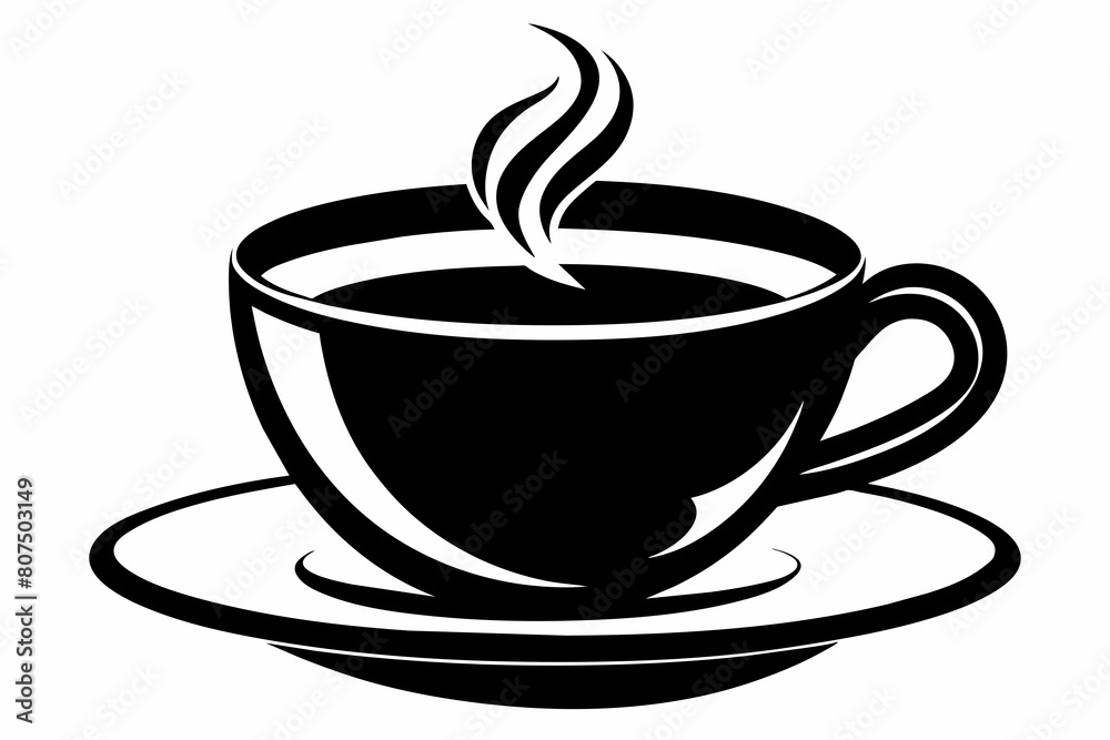 Fototapeta premium cup of coffee silhouette on white background, Vector illustration, bird, icon, svg, characters, Holiday t shirt, Hand drawn trendy Vector illustration, raven on a branch