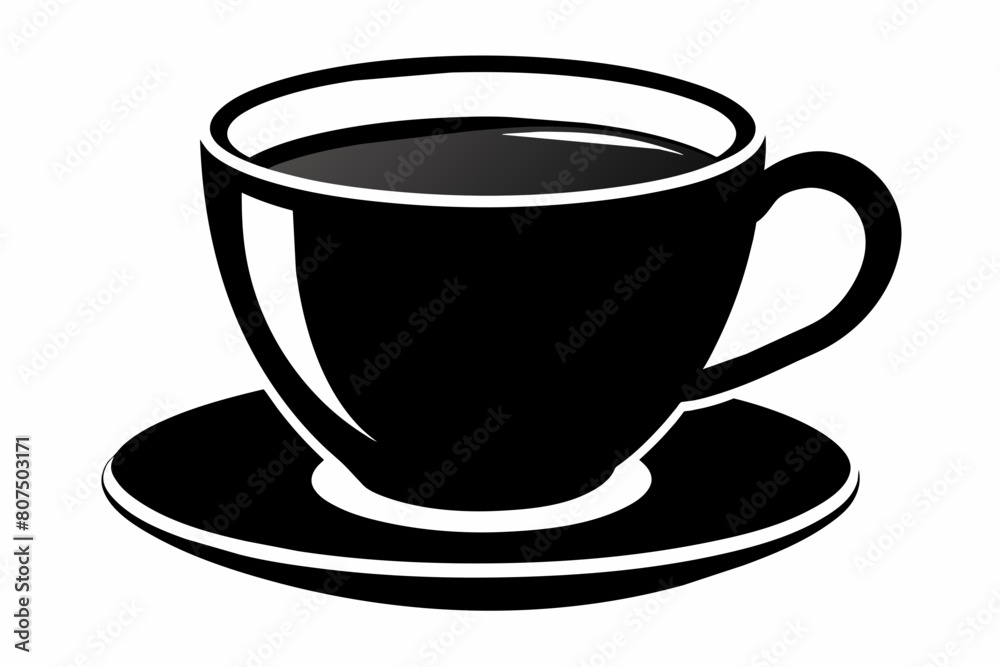 cup of coffee silhouette on white background, Vector illustration, bird, icon, svg, characters, Holiday t shirt, Hand drawn trendy Vector illustration, raven on a branch