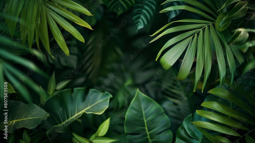 Verdant paradise tropical leaves form lush background, rainforest frame, Ai Generated Verdant paradise tropical leaves form lush background, rainforest frame, Ai Generated