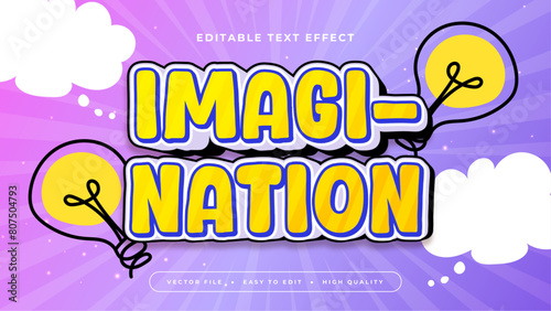 White yellow and purple violet imagination 3d editable text effect - font style