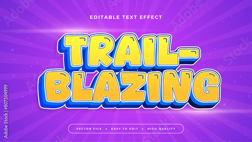 Blue yellow and purple violet trailblazing 3d editable text effect - font style