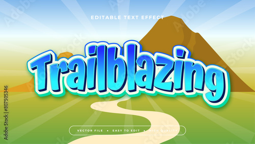 Green white and blue trailblazing 3d editable text effect - font style photo