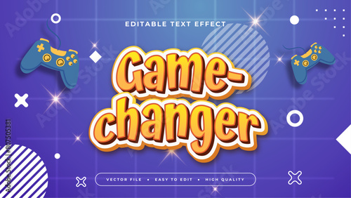 Yellow purple violet and white gamechanger 3d editable text effect - font style