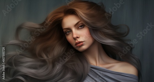 Alluring woman with flowing hair