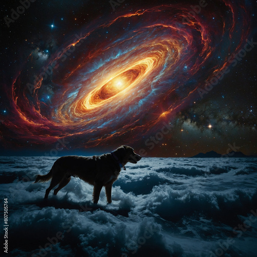 ブラックホール　輪廻の輪　犬　宇宙　宇宙を探索　エネルギー　探究心　彷徨う　孤独　発見　未来 photo