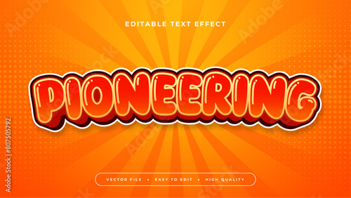 Orange red and yellow pioneering 3d editable text effect - font style