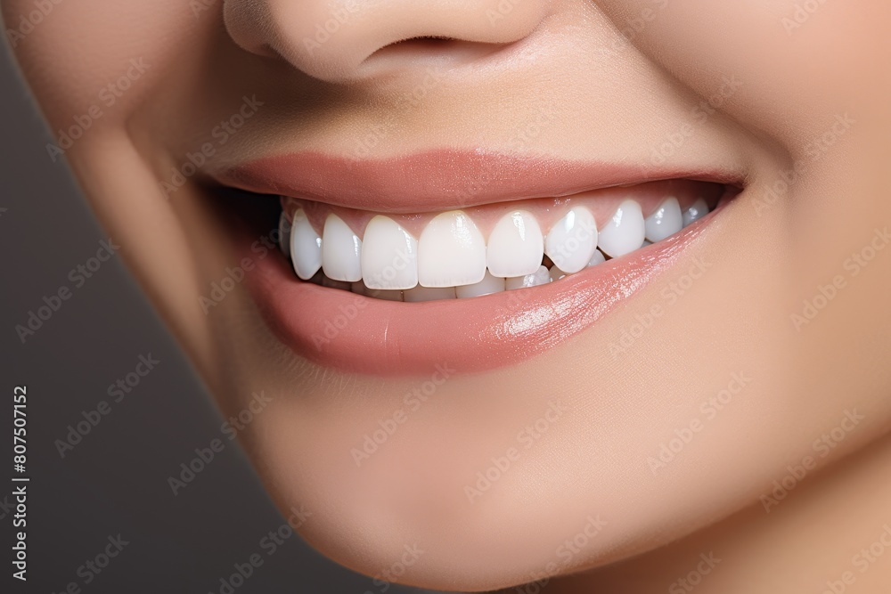 close-up of a woman's smiling lips and teeth close-up of a woman's smiling lips and teeth