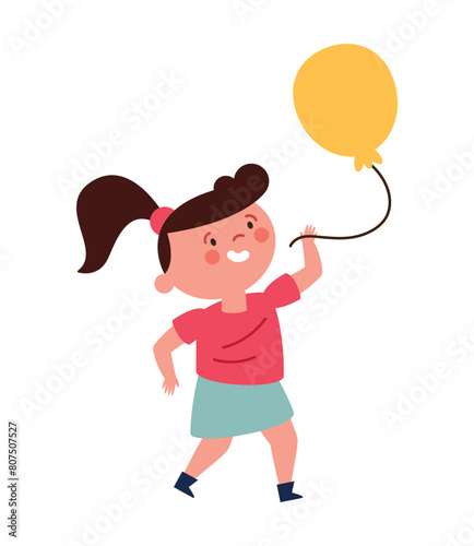 yellow day girl with balloon