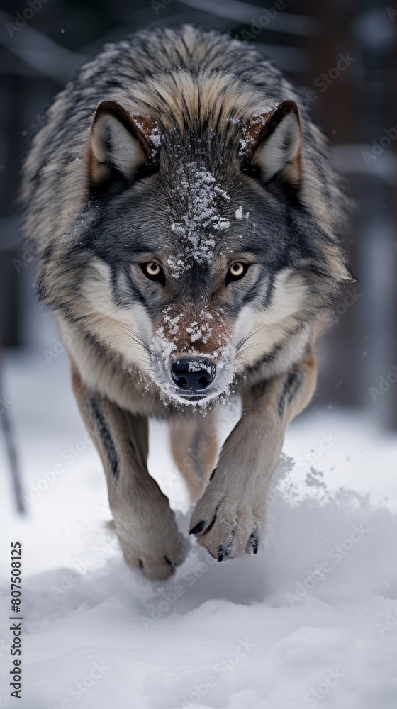 Fierce wolf in snowy landscape Fierce wolf in snowy landscape