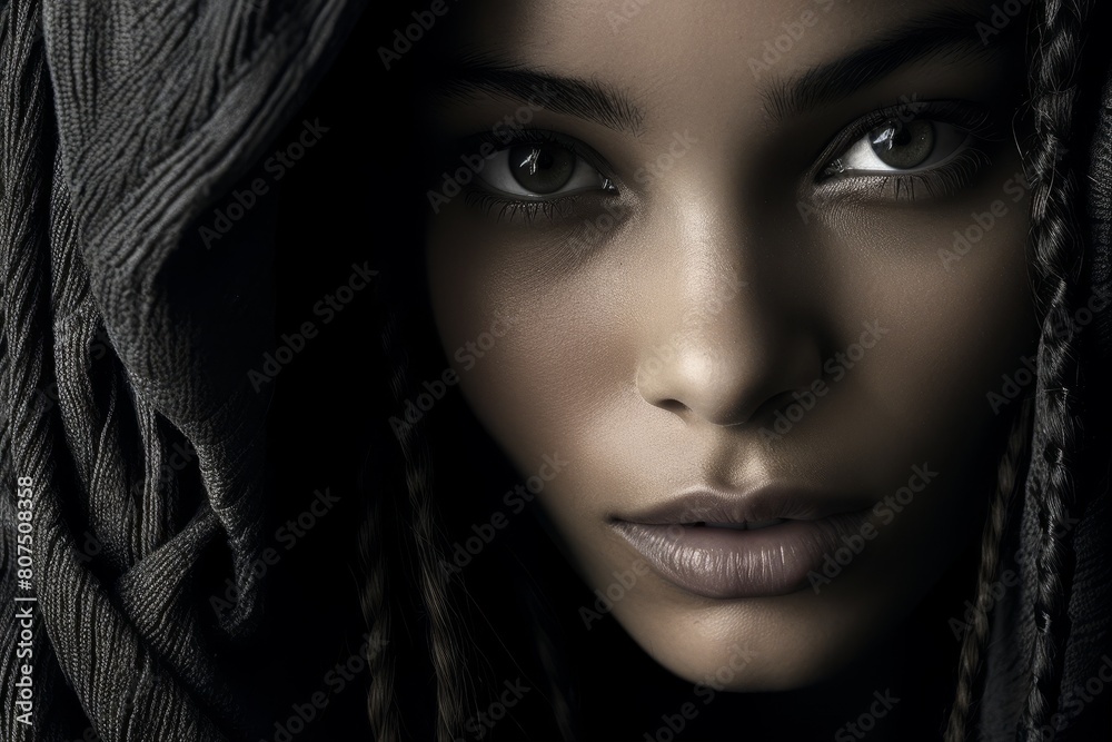 Mysterious woman with intense gaze Mysterious woman with intense gaze