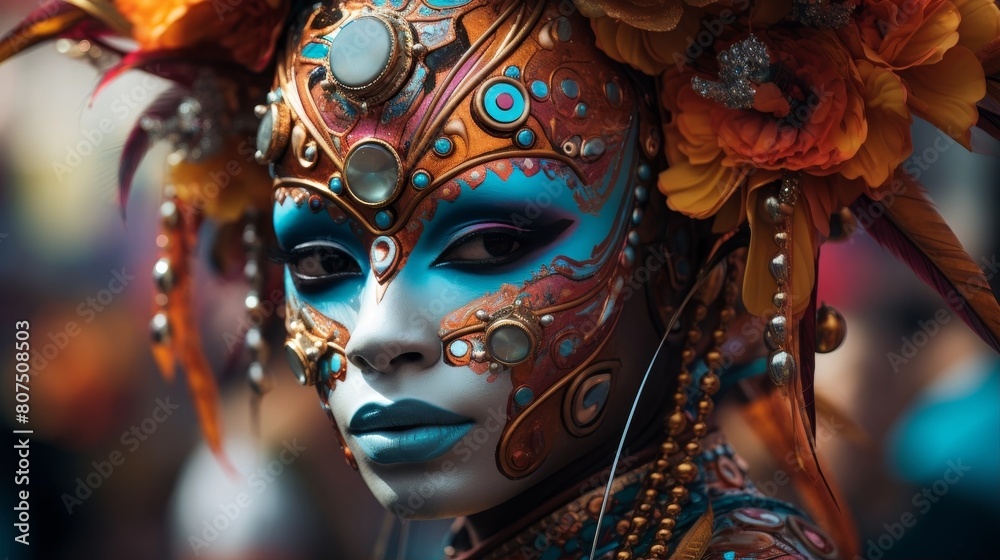 Ornate mask with vibrant colors and intricate details