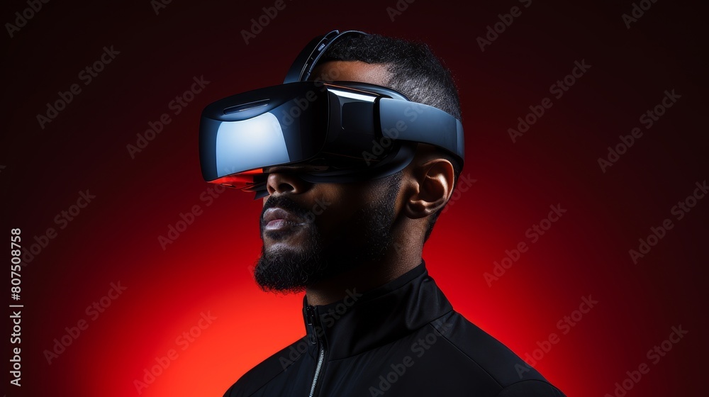 man wearing virtual reality headset man wearing virtual reality headset