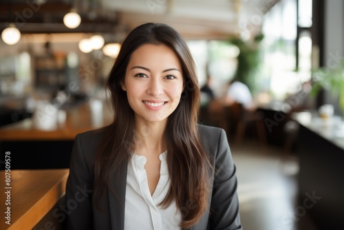 Smiling asian businesswoman in office