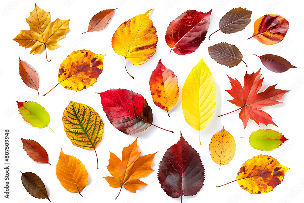 Obraz premium set of autumn leaves for design isolated on white background