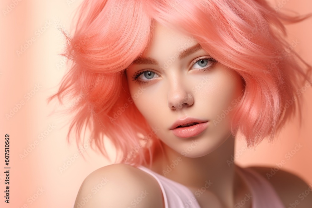 Fototapeta premium vibrant pink hair portrait