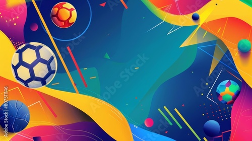 Discover the vibrant, abstract geometric ornament in this sport background, perfect for a national sports day celebration, Sharpen banner with space for text photo