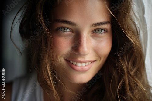 Smiling young woman with beautiful eyes