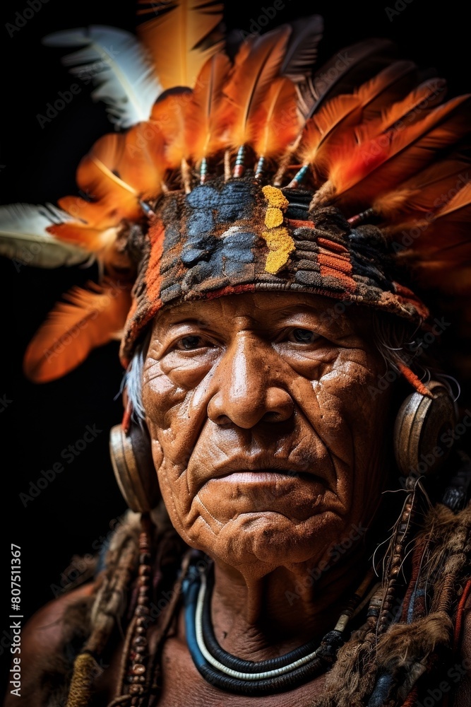 Powerful portrait of indigenous tribal elder Powerful portrait of indigenous tribal elder