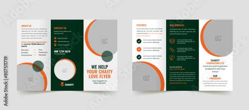 Charity trifold business template with kids  book donation brochure cover and creative design