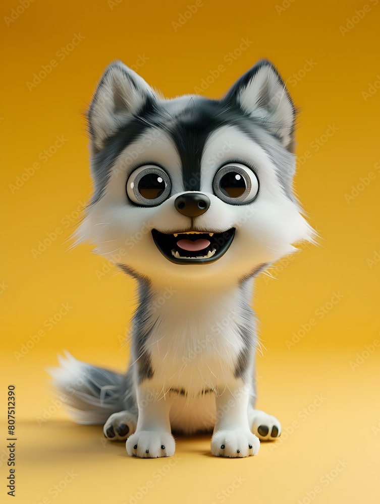 3D Cute Husky Mascot Character