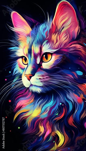 Vibrant colorful cat portrait