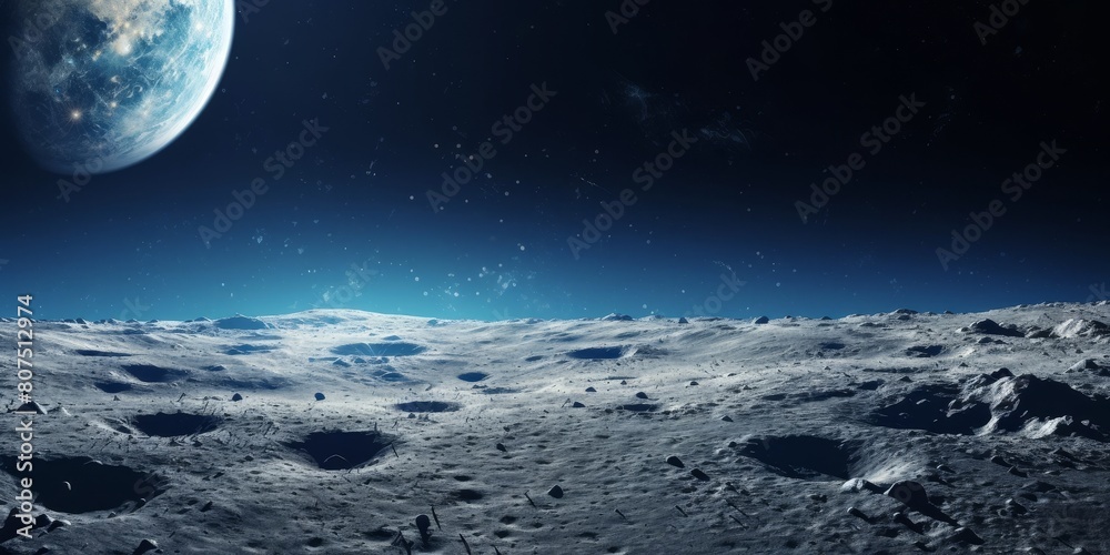Breathtaking lunar landscape with craters and stars Breathtaking lunar landscape with craters and stars