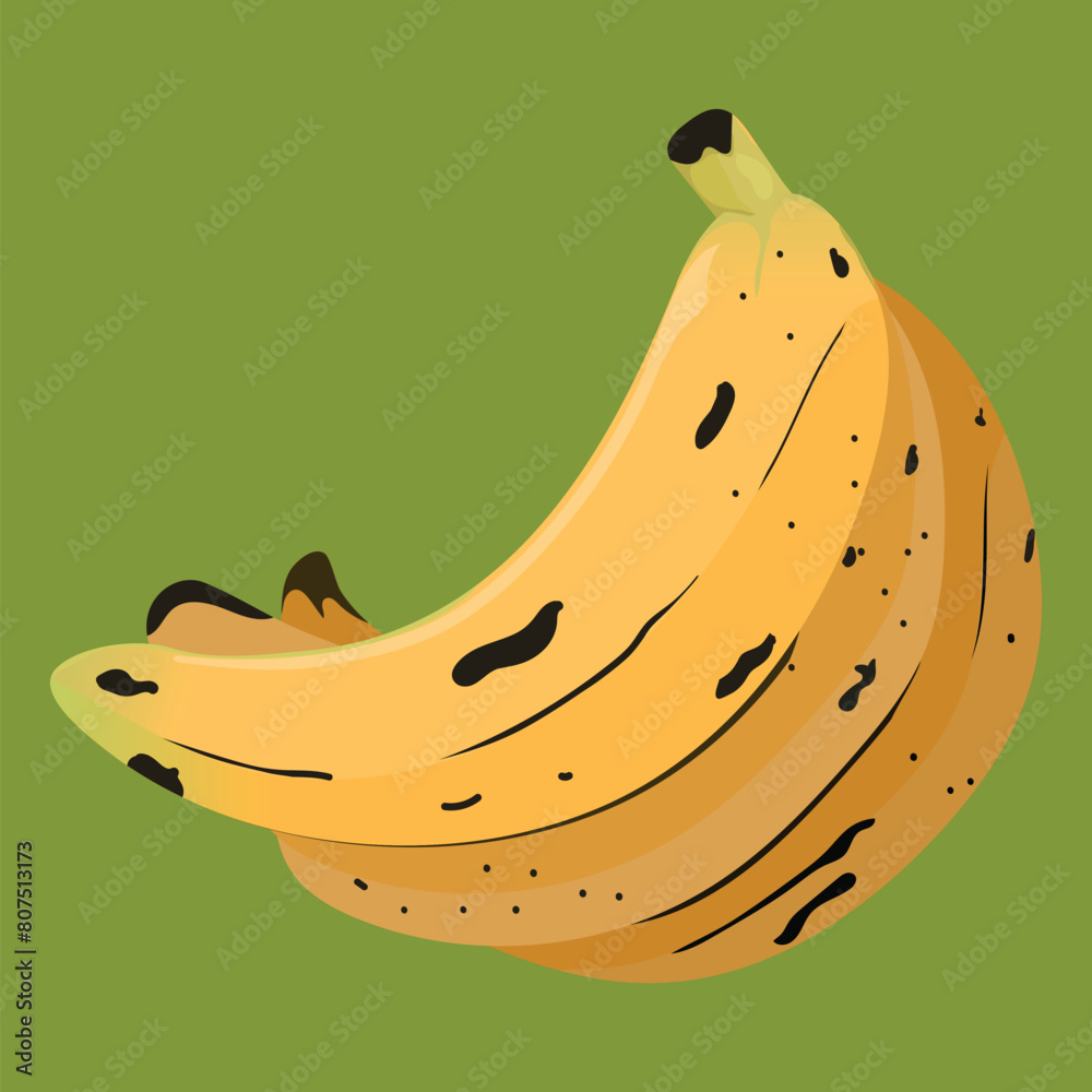 três bananas num fundo verde