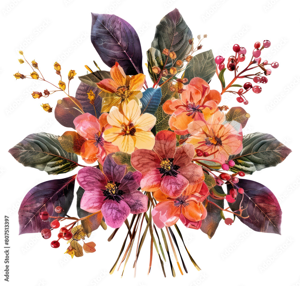 Fototapeta premium PNG Flower Collage Holly bouquet pattern graphics.