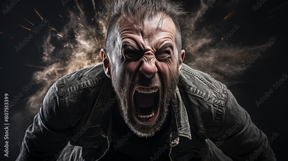 Obraz premium Intense angry man screaming